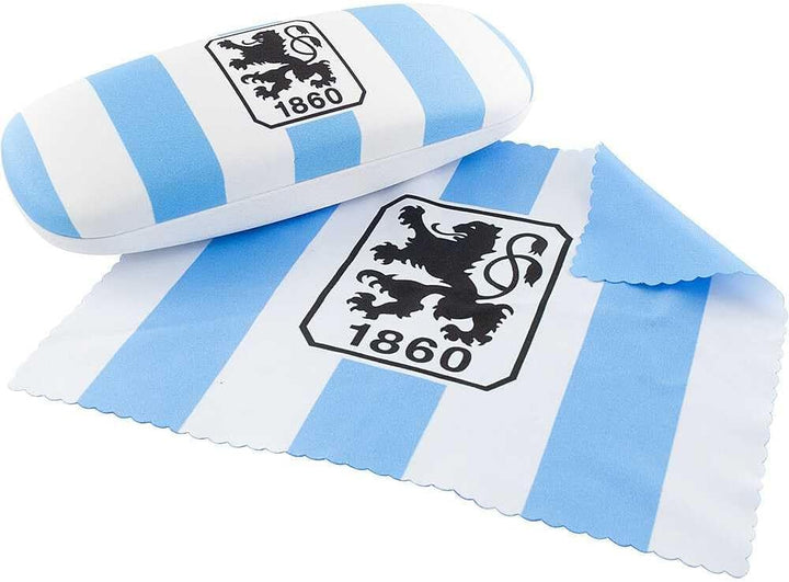 TSV 1860 München Brillenetui weiss/blau mit Putztuch Hartschale Etui - Plus Lesezeichen Wir lieben F