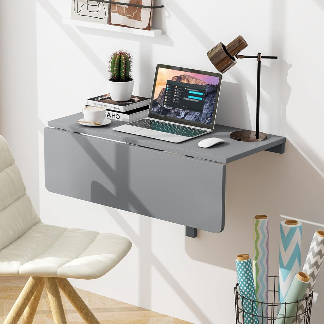 COSTWAY Wandmontierter Klapptisch, 80 x 60 cm, klappbarer Wandtisch, platzsparender Küchentisch Wand