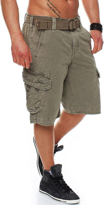 Jet Lag Herren Cargo Shorts Take Off 3 (16) mit Gürtel Cement W33