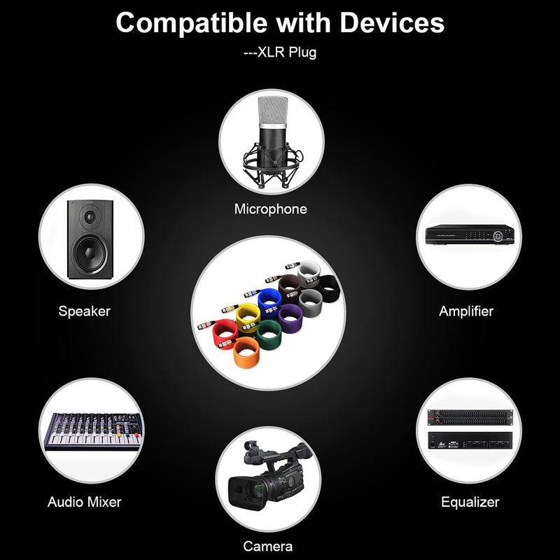 EBXYA XLR-Kabel Mikrofonkabel 1 m/3 Fuss, 10er-Pack, Mic-Patch-Farbkabel – Stecker auf Buchse, XLR-B