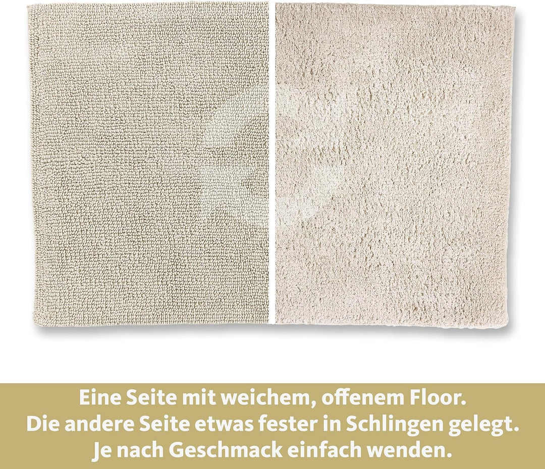 Schöner Wohnen Kollektion Badteppich einfarbig beige 40 x 60 cm – waschbare Badematte rutschfest - 1