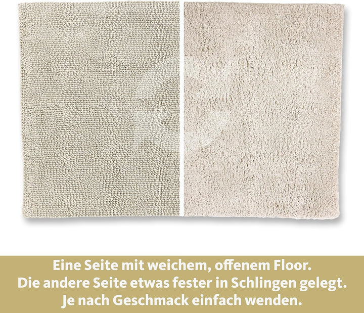Schöner Wohnen Kollektion Badteppich einfarbig beige 40 x 60 cm – waschbare Badematte rutschfest - 1