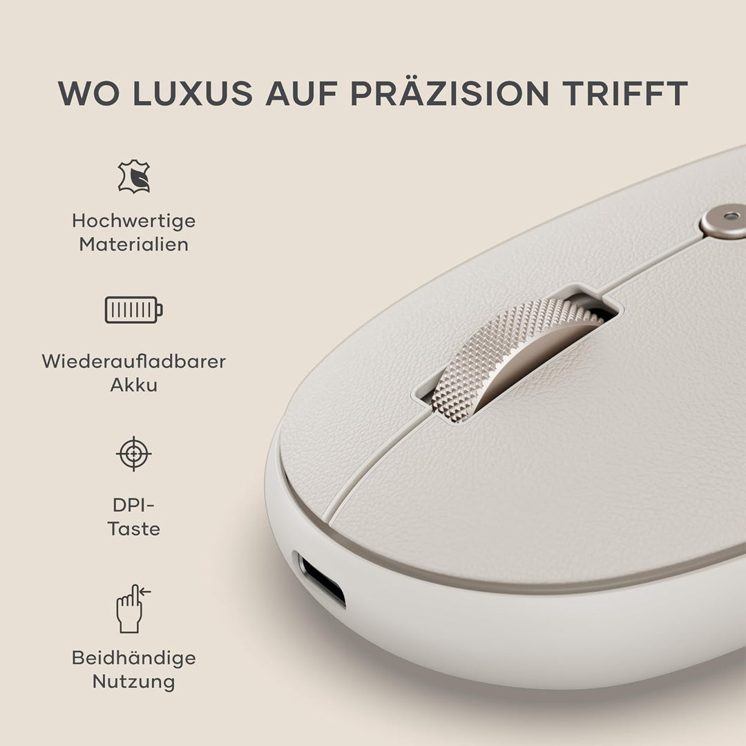 SATECHI OntheGo™ Bluetooth Computermaus, wiederaufladbarer USB-C Akku, Verbindung mit bis zu 3 Gerät