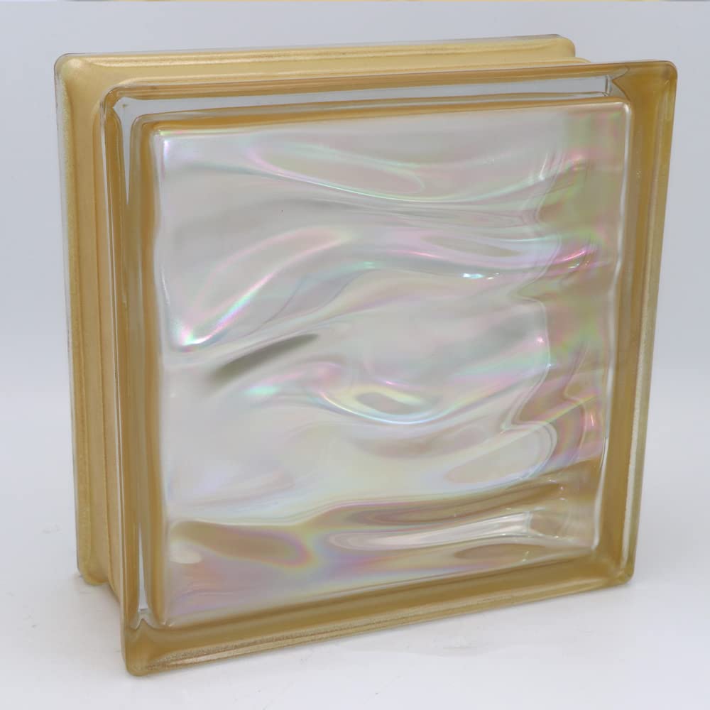 Fuchs Design 6 Stück Glassteine BM Glassteine AQUA Perlmutt Gold Glasstein glänzend 19x19x8 cm glänz
