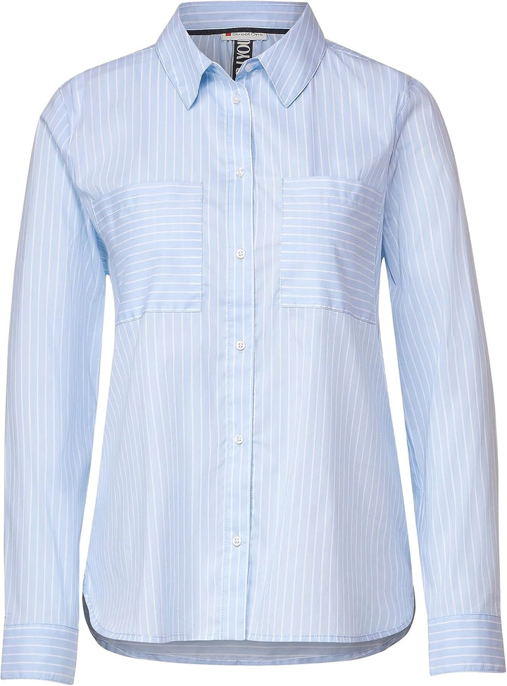 Street One Damen Streifenbluse im Baumwollmix 38 Sublime Blue, 38 Sublime Blue