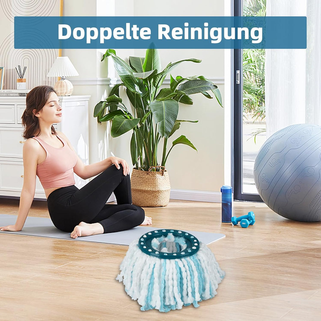 4 Stück Ersatzkopf für Leifheit CLEAN Twist Disc Mop Ergo, 2-Faser-System Wischmopkopf Ersatzbezug m