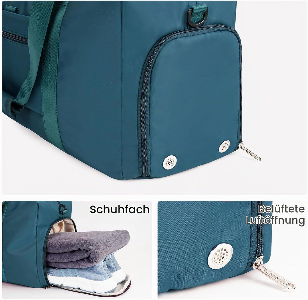 Ceneda Sporttaschen Klassische mit Schuhfach und Nassfach Tragbare Übernachtungs Wochenendtasche Rei