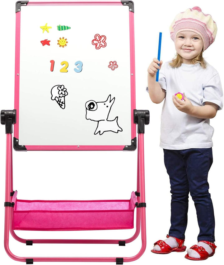 DOEWORKS Kinder Whiteboard Staffelei Doppelseitiges Staffelei Kinder Whiteboard & Kreidetafel Magnet