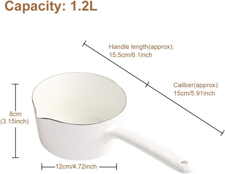 Emaille Milchtöpfe, 1.2L Kleine Emaille Stielkasserolle/Stieltopf Milchtopf Küche Geschirr für alle