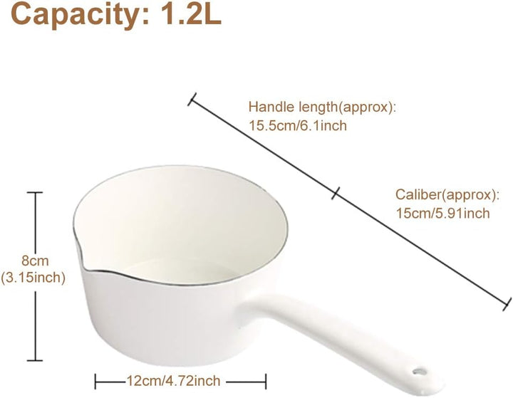 Emaille Milchtöpfe, 1.2L Kleine Emaille Stielkasserolle/Stieltopf Milchtopf Küche Geschirr für alle