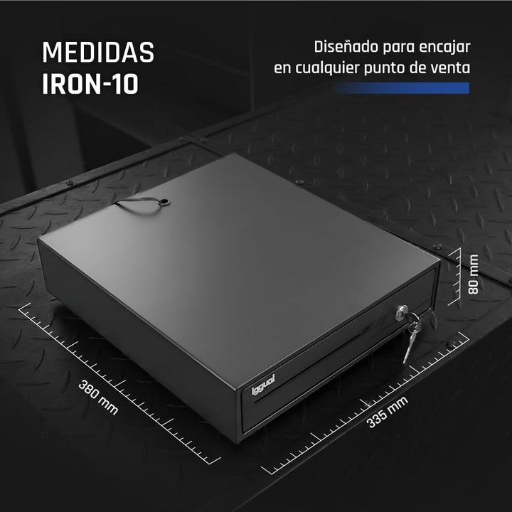 iggual - Geldkassette Abschliessbar IRON - 10 | Kassenschublade mit automatischer oder manueller Öff