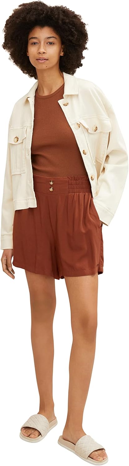 TOM TAILOR Denim Damen Stoff Bermuda Shorts 1031788 XL 29566 - Nut Brown, XL 29566 - Nut Brown