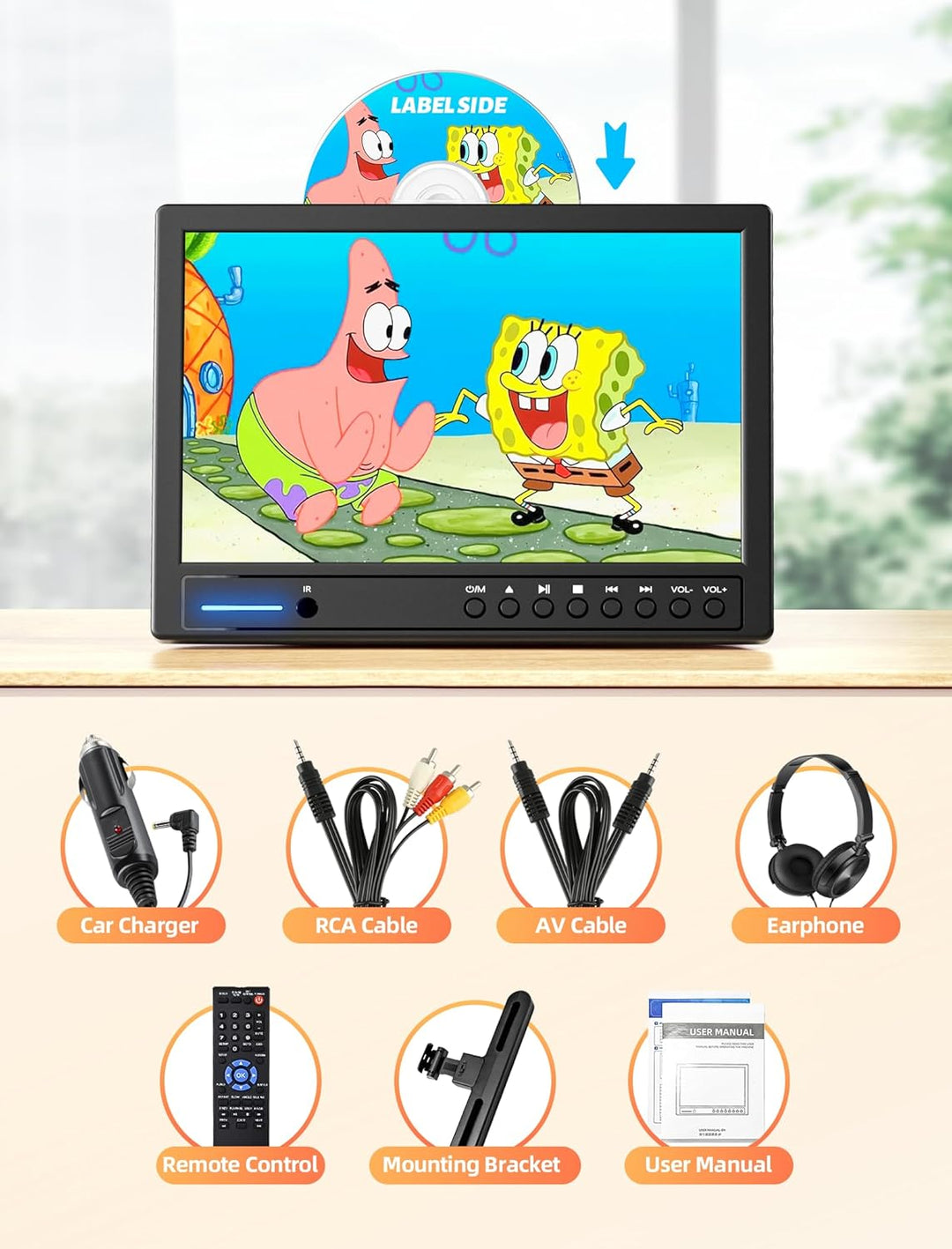 Arafuna 12,5 Zoll DVD Player Auto mit Kopfhörer, Tragbarer DVD Player Videogeräte für Kopfstützen mi