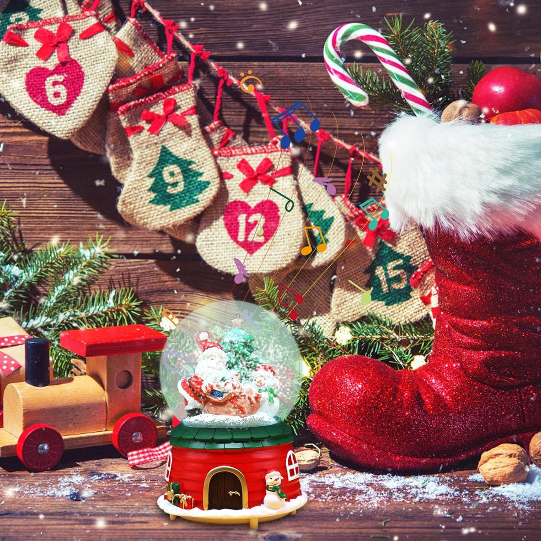Weihnachtsschneekugel,Weihnachtsmann-Weihnachtsbaum-beweglicher Zug-Schneekugel - Farbwechsel, Spiel