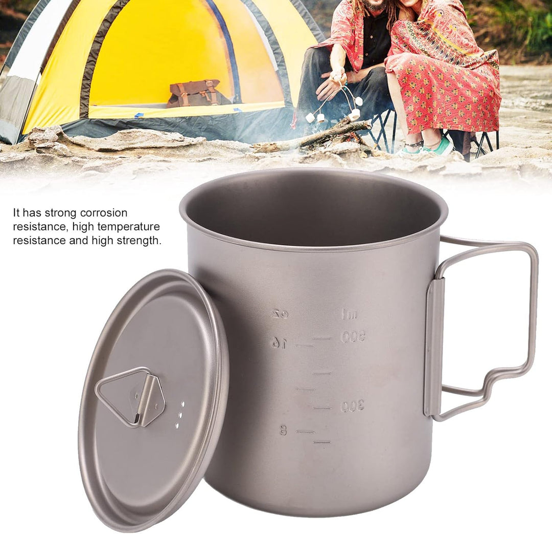 FOUF Titan-Becher, 750 Ml, Outdoor-Wand-Isolierbecher, Campingbecher mit Klappbaren Griffen und Deck