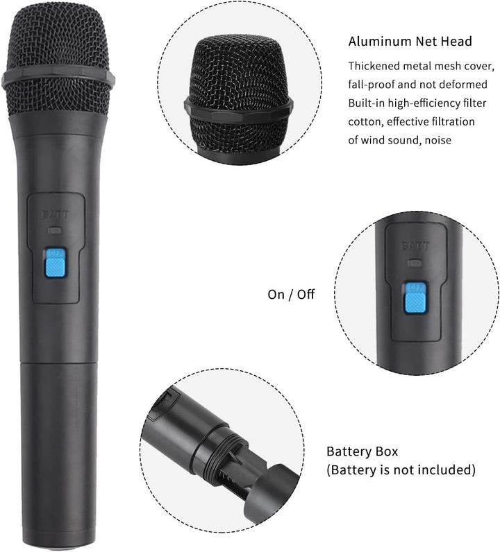 Topiky Drahtloses Mikrofon, professioneller drahtloser UKW-Handmikrofon-Audioverstärker mit USB-Empf