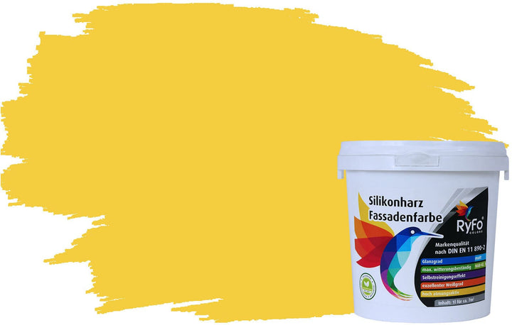 RyFo Colors Silikonharz Fassadenfarbe Lotuseffekt Trend Nektarinengelb 1l - bunte Fassadenfarbe, wei