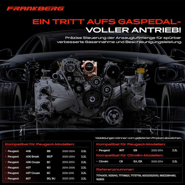 Frankberg Drosselklappe Drosselklappenstutzen für C8 EA EB 406 8B 8C 8E/F 407 6C 6D 607 9D 9U 807 E