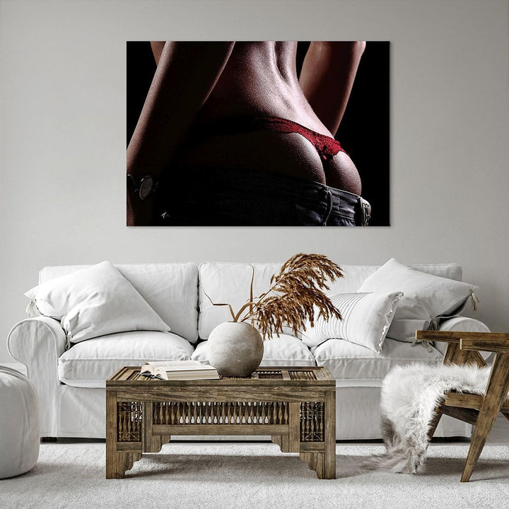 Bilder auf Leinwand Frau Körper String Leinwandbild mit Rahmen 70x50cm Wandbilder Dekoration Wohnzim
