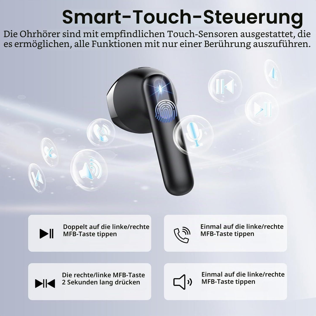Bluetooth Kopfhörer, 2026 Kopfhörer Kabellos Bluetooth 5.4, 40 Std HIFI Stereo In Ear Kopfhörer mit