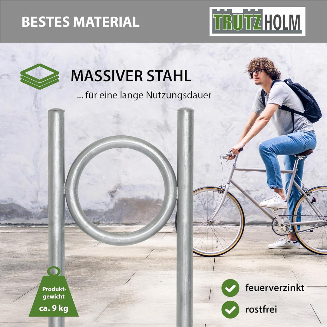 TRUTZHOLM Fahrradanlehnbügel 115 x 53 cm Stahl feuerverzinkt Rohrdurchmesser Ø 60 mm Fahrradständer
