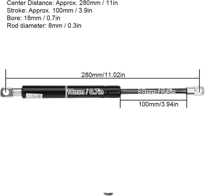 Gasdruckdämpfer, Gasdruckfeder 280mm Center Distance 100mm Stroke, Pneumatische Hubunterstützung Str