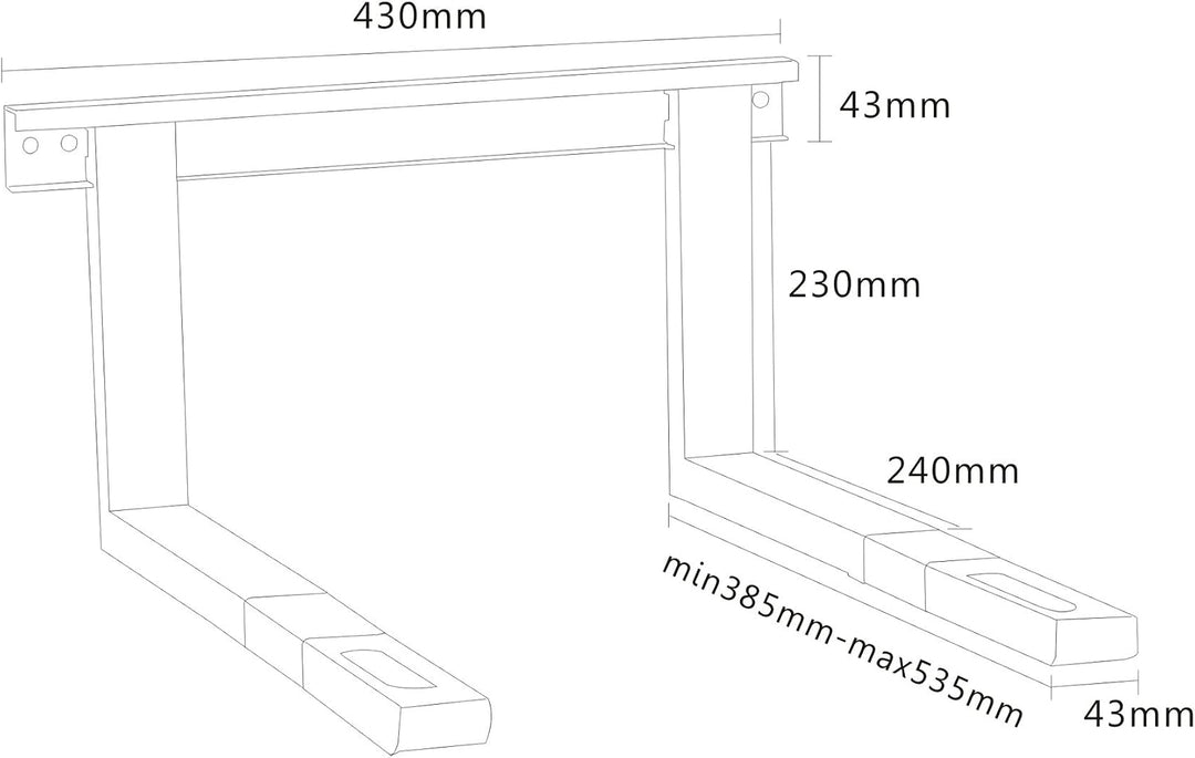 conecto CC50303 Universal-/Mikrowellenhalterung für Wandmontage Längenverstellbare Ausleger (385-535