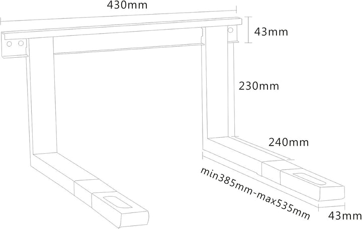 conecto CC50303 Universal-/Mikrowellenhalterung für Wandmontage Längenverstellbare Ausleger (385-535