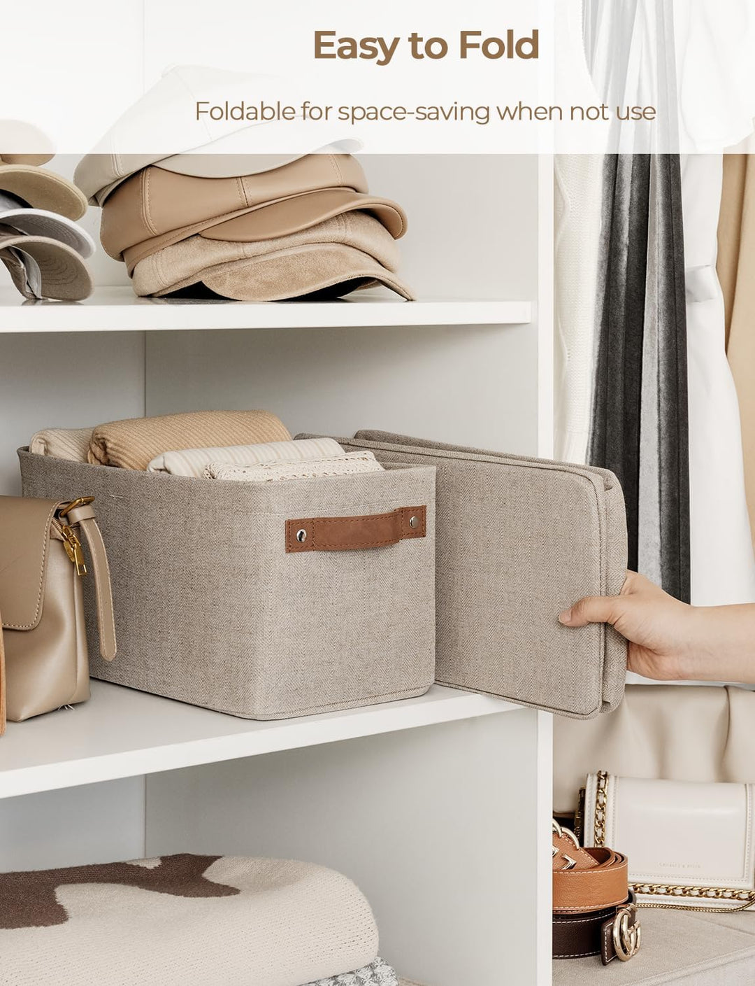 StorageWorks schmaler Aufbewahrungskorb Stoff, Kleiderschränke Aufbewahrungskorb Badezimmer, lange A