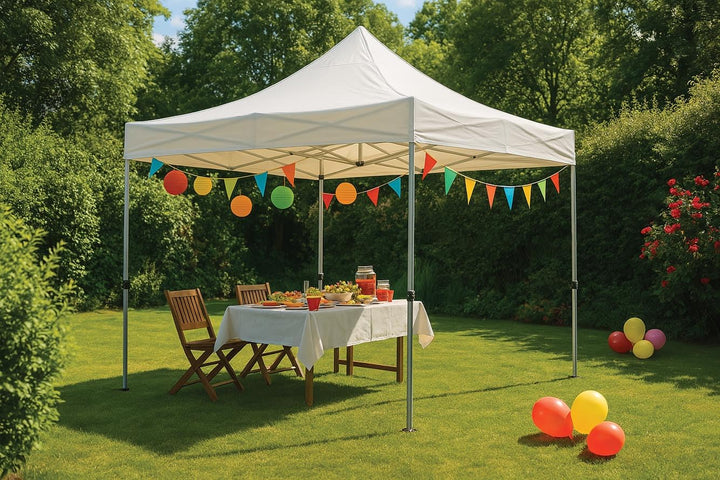 PEREL - GZB5PRO Professioneler Gartenpavillion, 3 m Breite x 3 m Länge, Weiss 166272