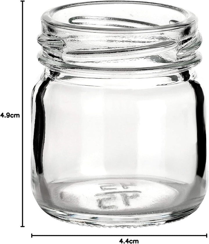 gouveo 48er Set Einmachgläser 40 ml Mini mit Schraub-Deckel weiss - Mini Vorratsgläser mit Drehversc