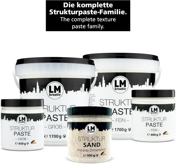 LM-Kreativ LM Struktur Paste fein 1,7 KG - Schiefer Schwarz - Strukturpaste für Leinwand - Perfekt f