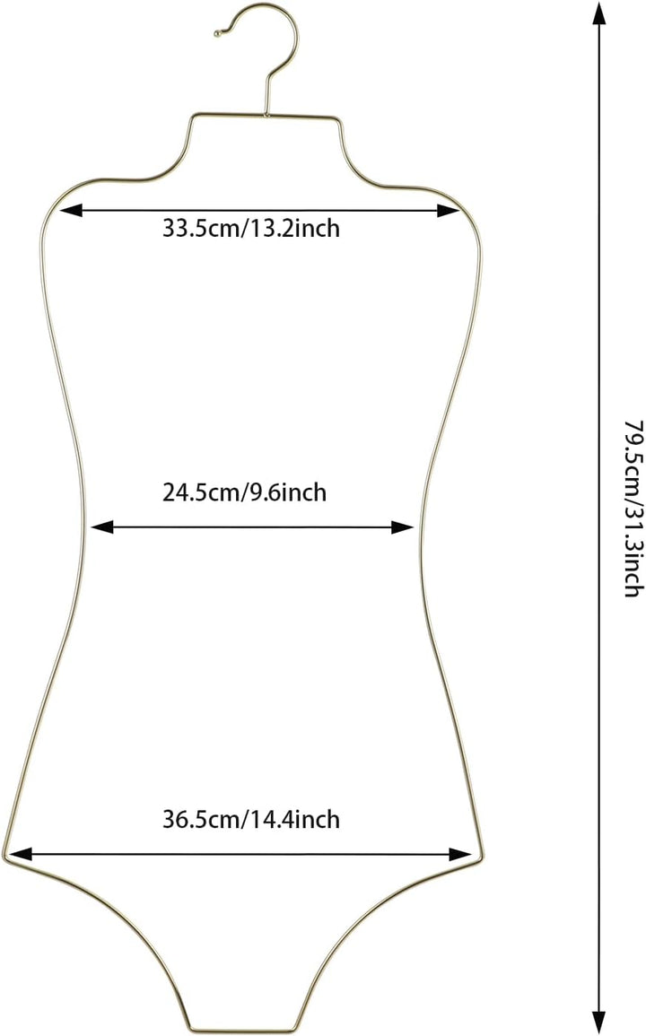 10 Stück Sanduhr-Design Kleiderbügel,Goldene Körperform-Kleiderbügel aus Metall mit Haken,Rostbestän