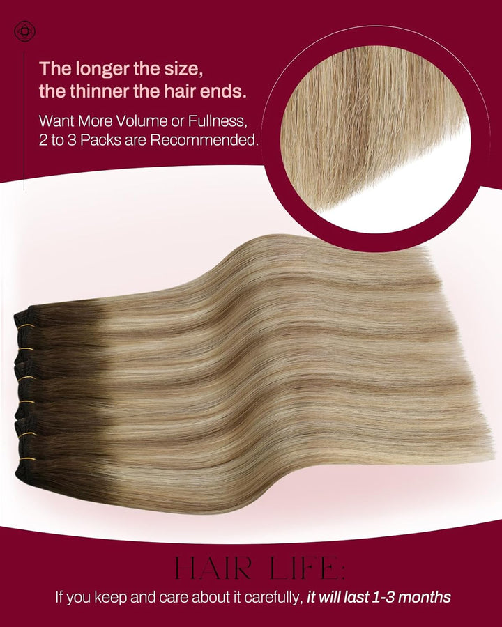 Moresoo Haartressen Echthaar Extensions Ombre Remy Hair Weave Sew in Extensions Mensch Haar Brasilia