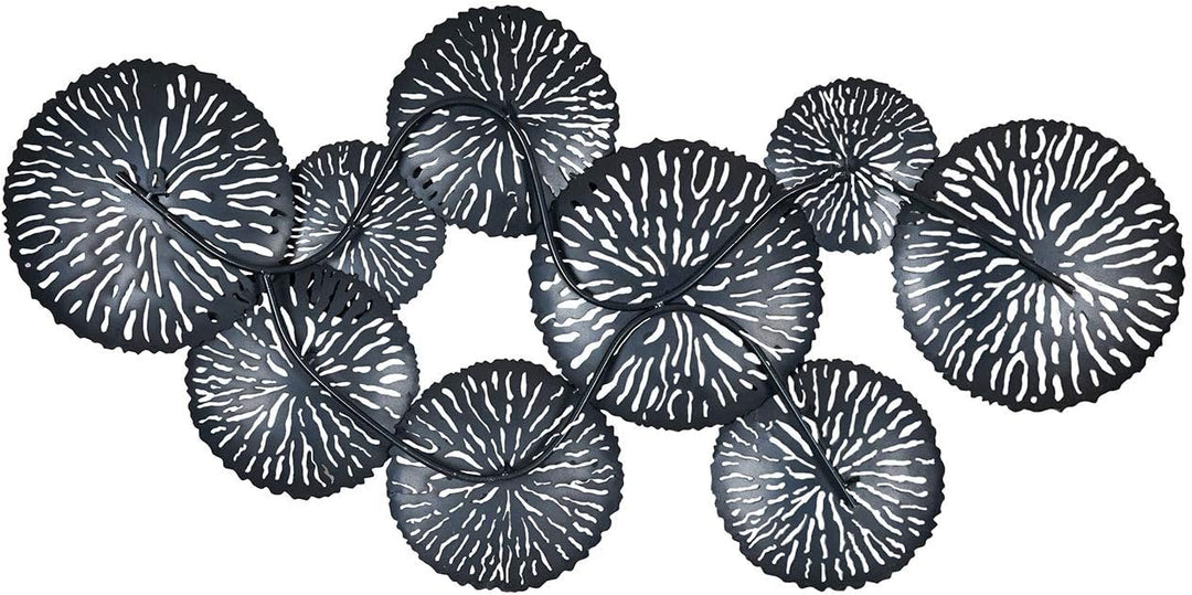 3D Wandbild 115x56cm Ringe Kreise Metall Gold Schwarz Silber Deko Teller Wanddeko Design Wandkunst M