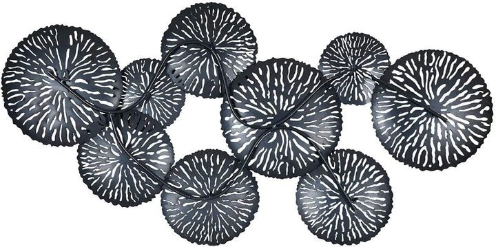 3D Wandbild 115x56cm Ringe Kreise Metall Gold Schwarz Silber Deko Teller Wanddeko Design Wandkunst M