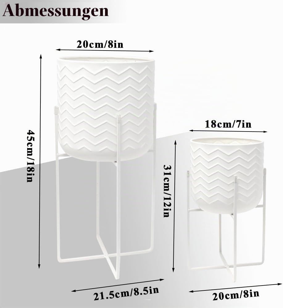 TRIROCKS Set aus 2 Metallpflanzenständern 31 cm &amp; 45 cm Blumenständer Moderne Pflanzenhalter Blumenh