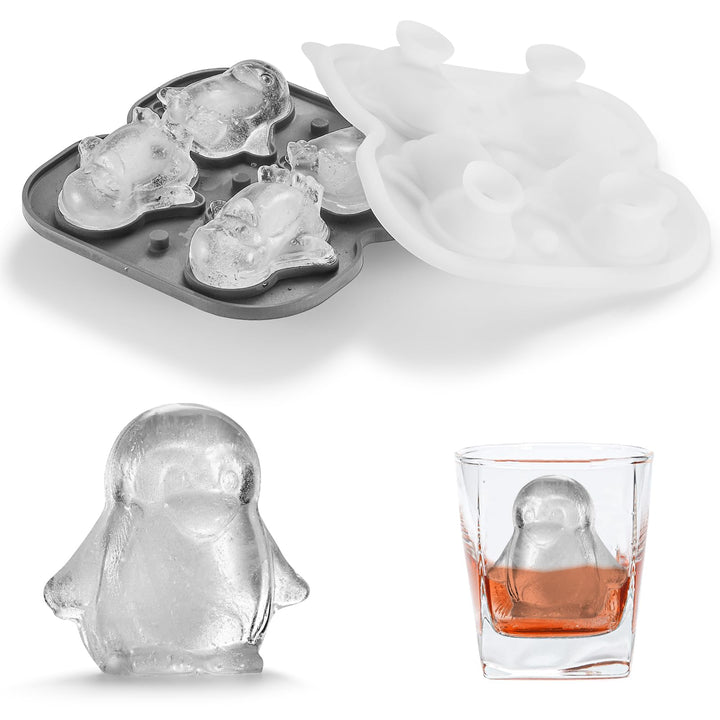 Nax Caki 3D-Pinguin-Eiswürfelform, 5,6 cm gross, dickes Silikon, lustige Formen, Whiskey-Eisform mit