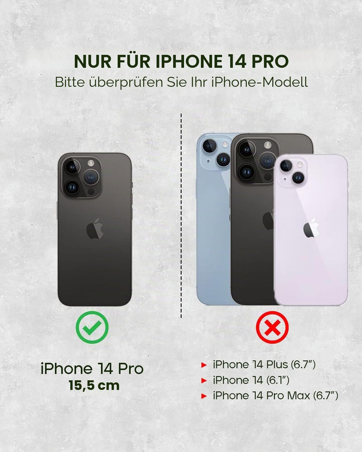 Porter Riley - Lederhülle für iPhone 14 Pro. Premium Echtleder Standhülle/Ledertasche/Brieftasche mi