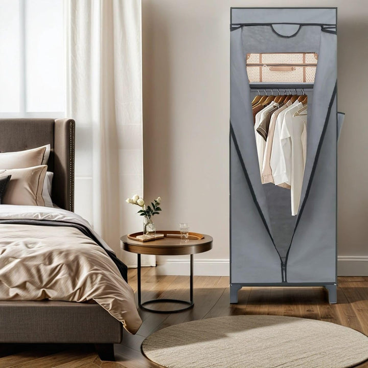 INTIRILIFE Faltschrank 68 x 45 x 175 cm in GRAU - Mit Reissverschluss Stoffschrank Kleiderschrank mi