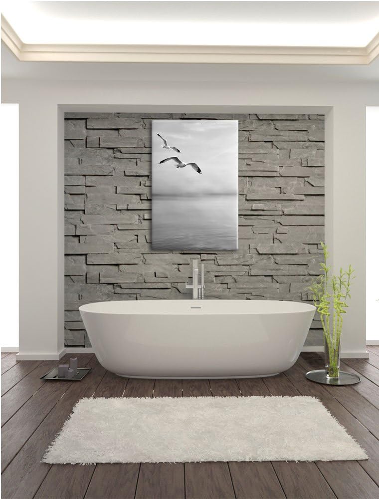 Pixxprint Möwen am Meer bei Sonnenaufgang als Leinwandbild/Grösse: 100x70 / Wandbild/Kunstdruck/fert