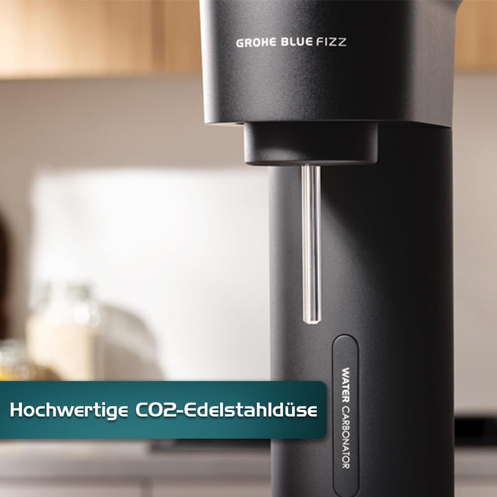 GROHE Blue Fizz Advanced - Wassersprudler Set (mit CO2-Füllstandsanzeige, 3 einstellbare CO2 Stufen,