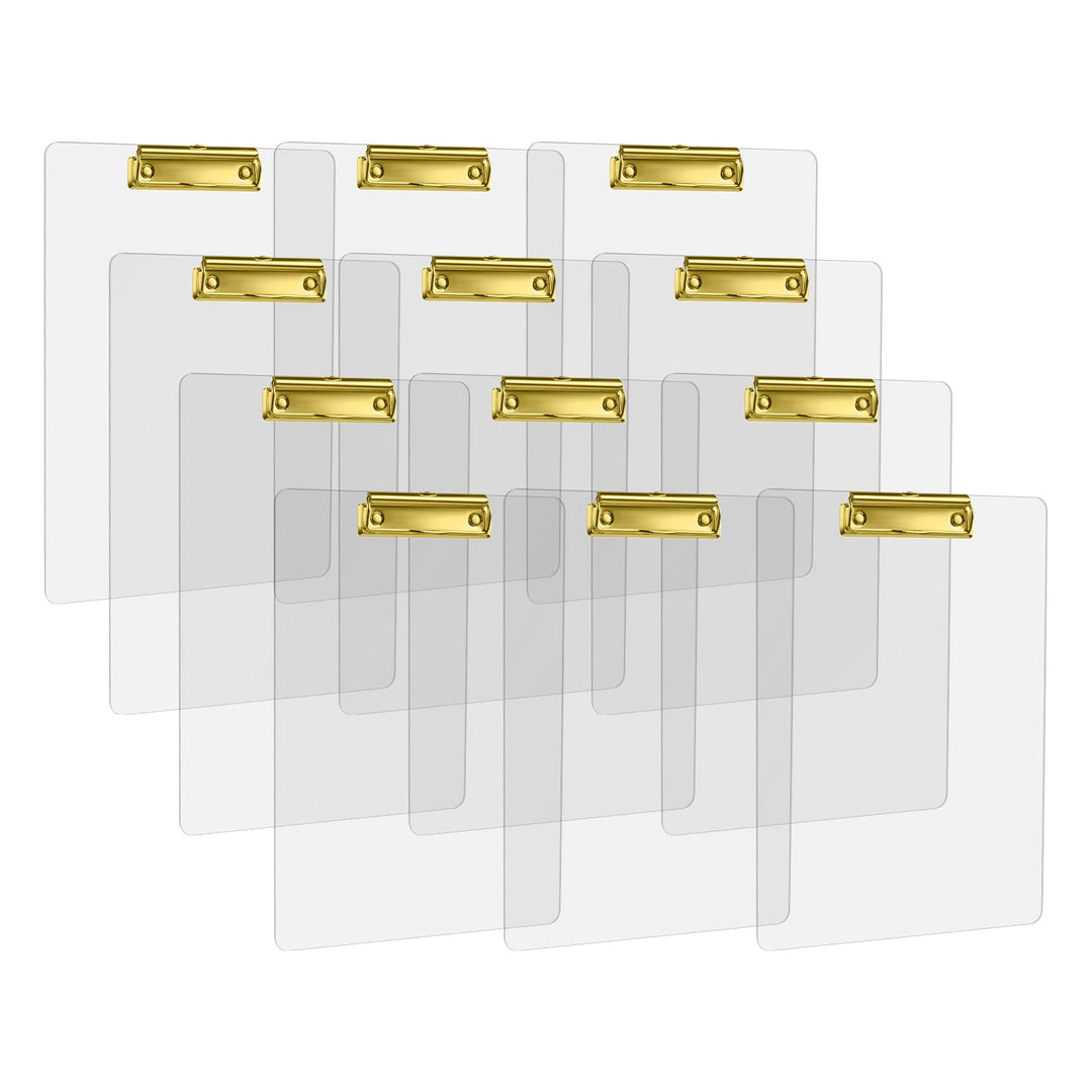 MSDADA Schreibmappe mit Golden Metalklemme, Acryl Transparent Klemmbrett Grösse A4 hoch Klemmbrettma