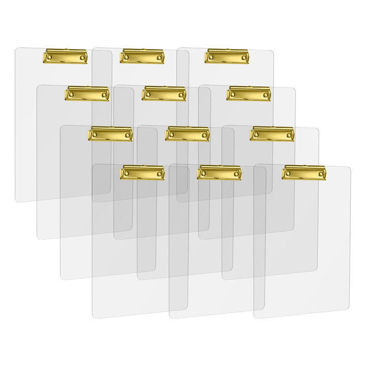 MSDADA Schreibmappe mit Golden Metalklemme, Acryl Transparent Klemmbrett Grösse A4 hoch Klemmbrettma
