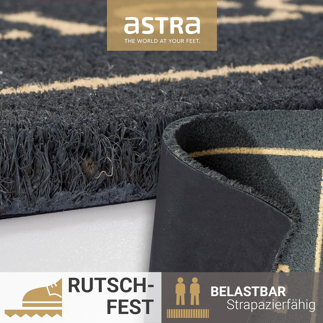Astra Fussmatte innen grau Welcome 40 x 60 cm - rutschfeste Kokosmatte - Strapazierfähiger Schmutzfa