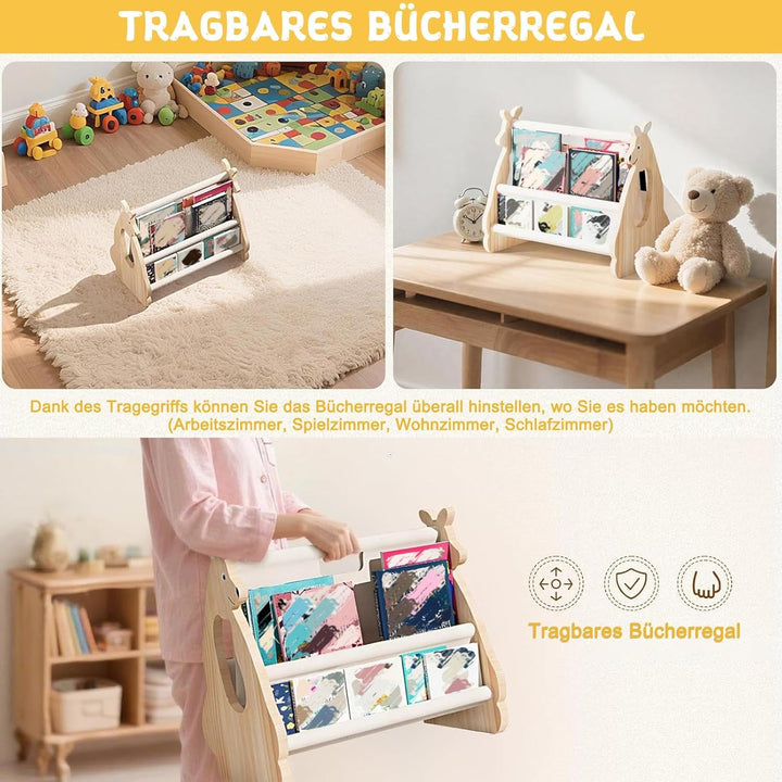 Kinder Bücherregal Holz - Bücherregal Montessori Kinderzimmer Möbel, Montessori Regal für Kinderzimm