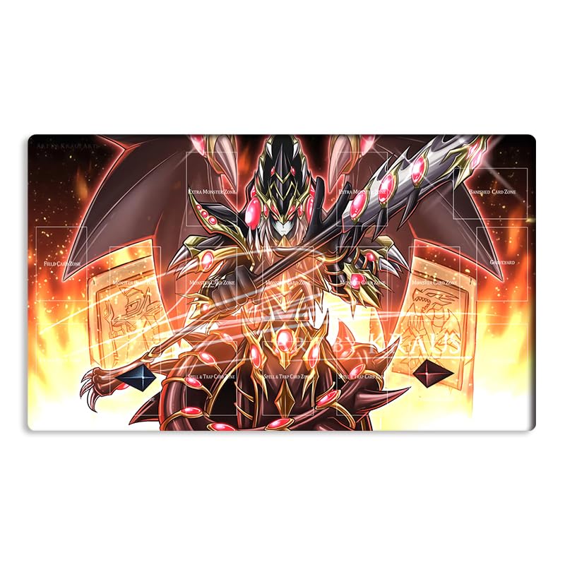 Mlikemat Spielmatte Red Eyes Dark Dragon TCG CCG OCG Sammelkartenspielmatte mit Zonen + gratis Tasch