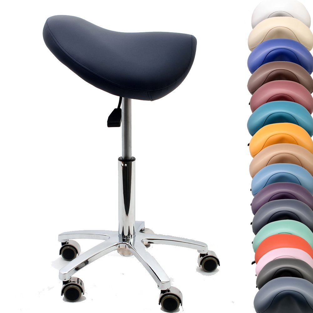 Sattelstuhl - Sattelhocker - Rollhocker - Arbeitshocker - für Praxis, Büro und Home-Office - höhenve
