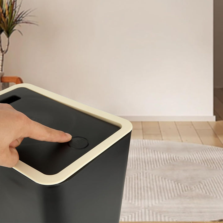 MIVIDE 12L Mülleimer Schmal, Mülleimer mit Deckel Schwarz, Mülleimers mit Pop-Up Deckel für Büro, Kü