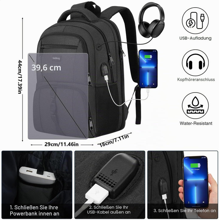 kadilong Laptop Rucksack Herren für Uni Arbeit Studium Arbeit,Schulrucksack Jungen Teenager 15.6 Zol